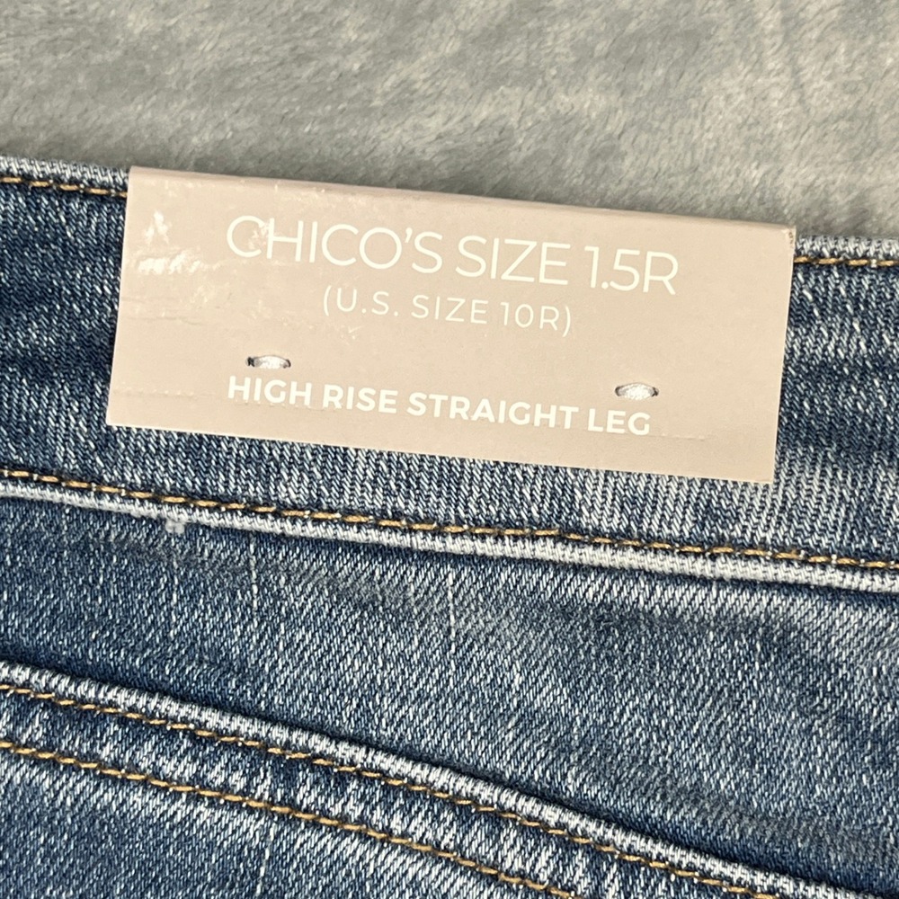 Chico's High Rise Straight Leg Crop Jeans Women Blue Stretch Denim 10R NWT - Picture 10 of 13